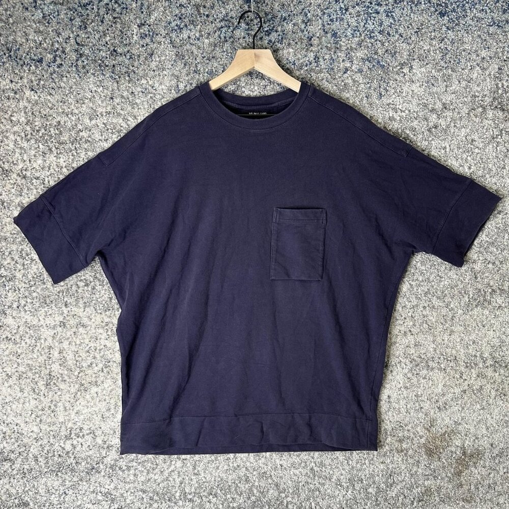 Helmut Lang Shirt Mens‎ Large Navy Boxy Pocket Tee Oversized Cotton Blend